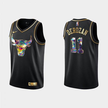 Maglia NBA Chicago Bulls DeMar DeRozan 11 Nike 2021-22 Nero Golden Edition 75th Anniversary Diamond Swingman - Uomo